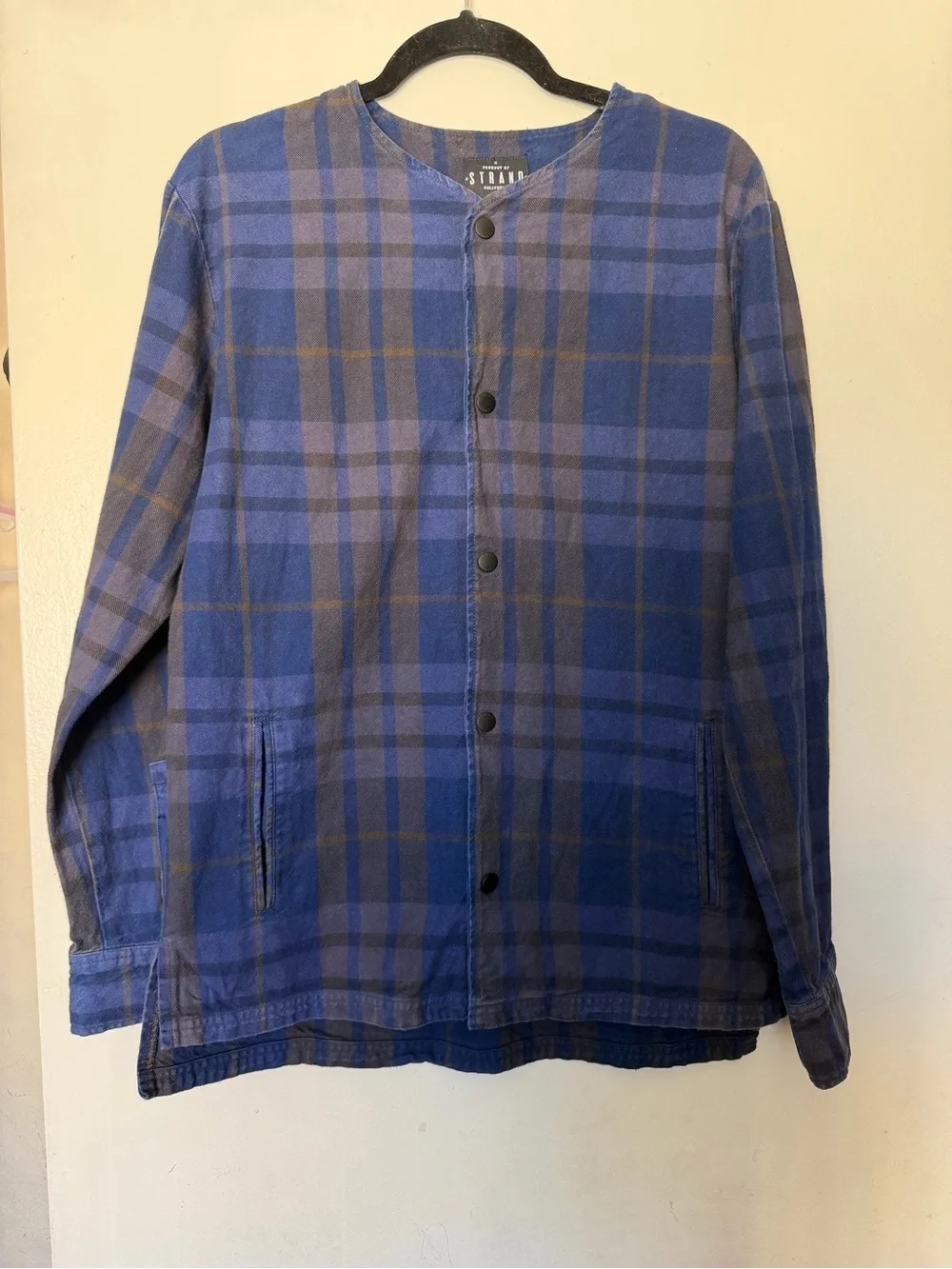 Product of Strand California Blue Plaid Snap Front Cotton jacket